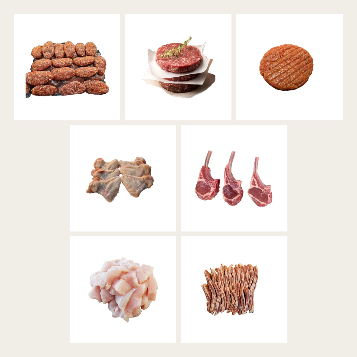 Halal BBQ pakket voor 8 personen met köfte, hamburgers, kipburgers, lamskotelet en lamsribben