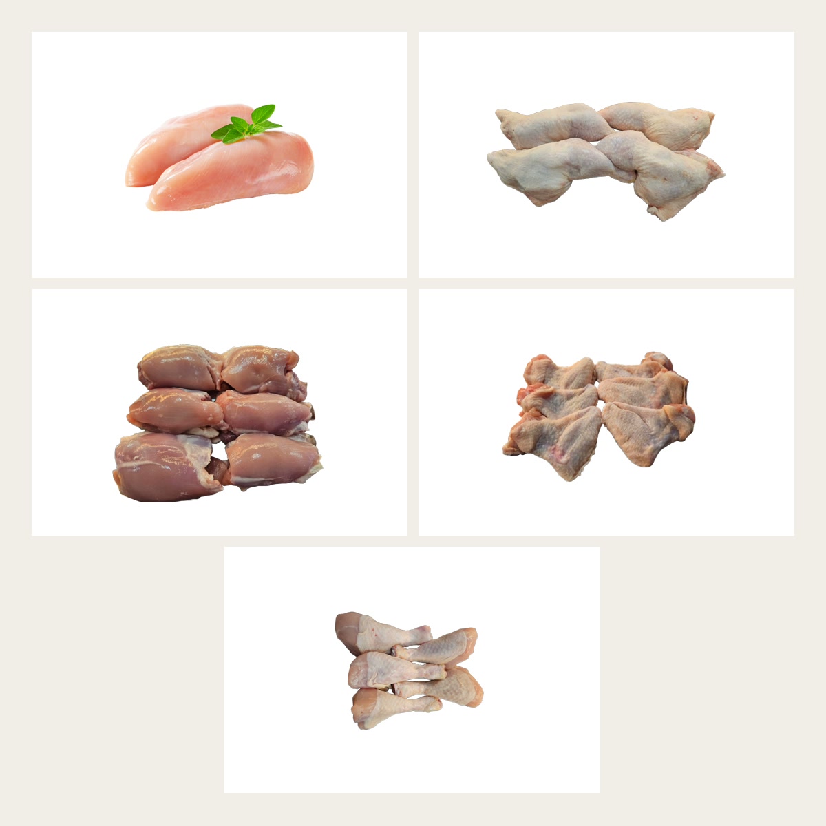Halal kippakket met kipfilet, kippenpoten, kippendijen zonder bot, kipshoarma en drumsticks