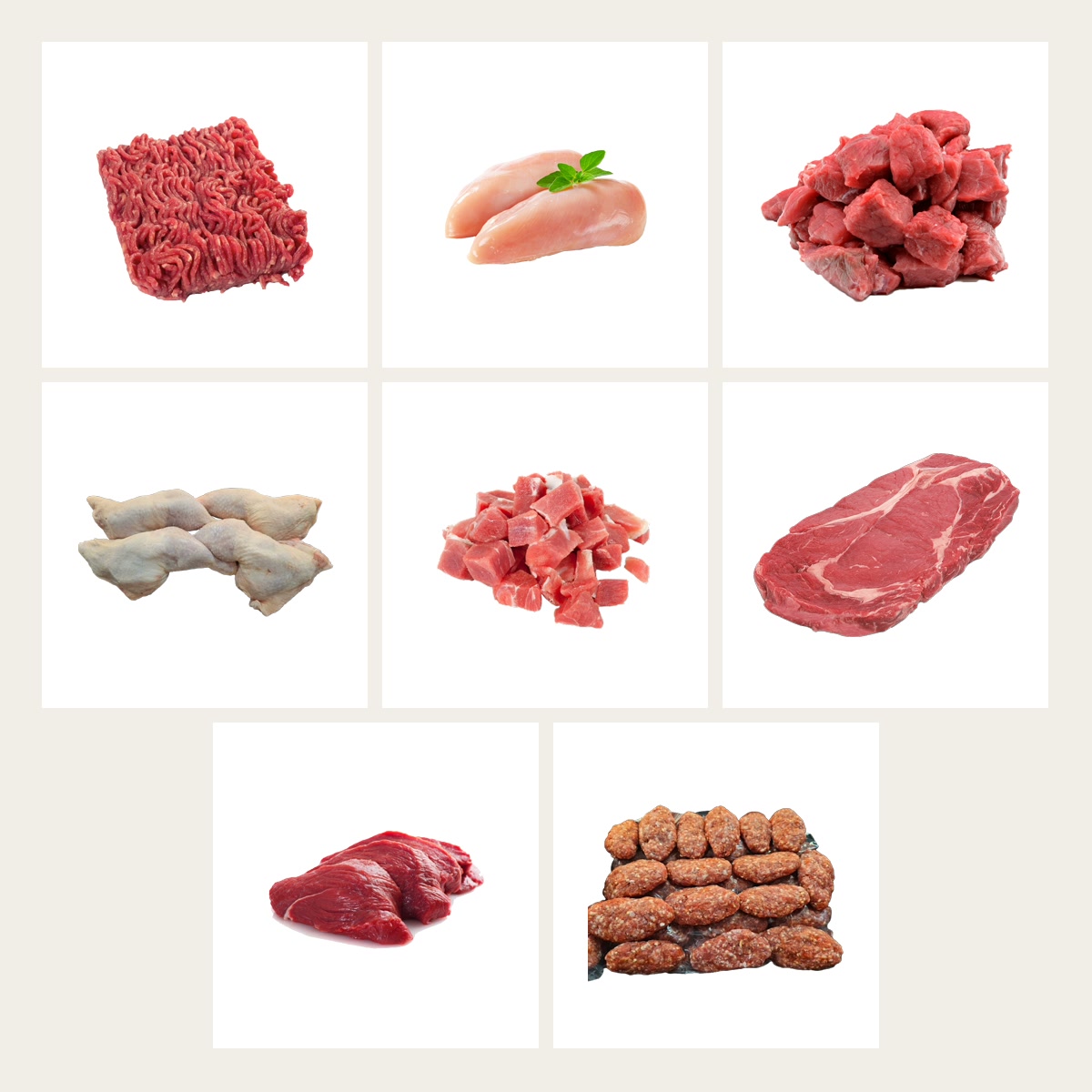 Halal vleespakket voor 4 personen met rundergehakt, kipfilet, kippenpoten, riblap en runderbiefstuk